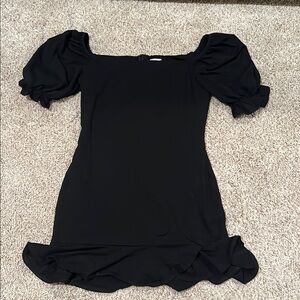 Elegant Black Puff Sleeve Mini Dress